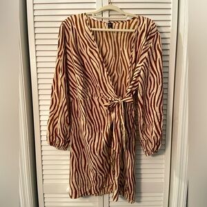 Brown zebra wrap dress